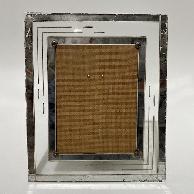 FRAME, 1940s Deco Mirror Glass Photo Frame 35cm H